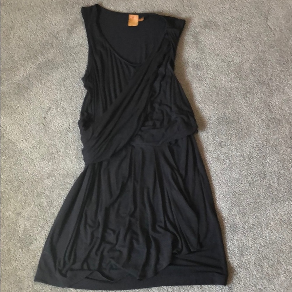 Ali Ro Black Cotton Ruched Dress